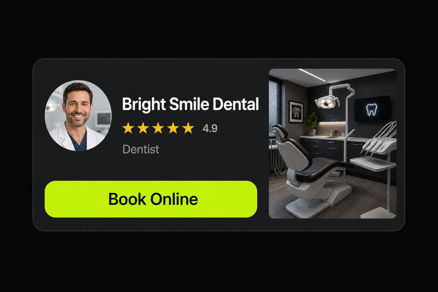 Fully optimised dental practice Google Business Profile with categories, reviews, photos and booking button